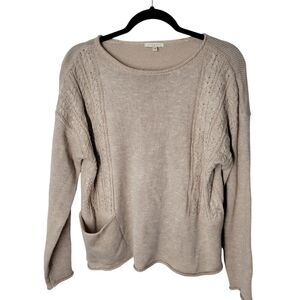 Kate & Sam Womens Sz S Tan Solid Long Sleeve Knitted Sweater